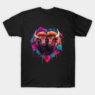 Bison Couple Valentine T-Shirt